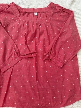 Old Navy Red with whiteDot Peasant Top